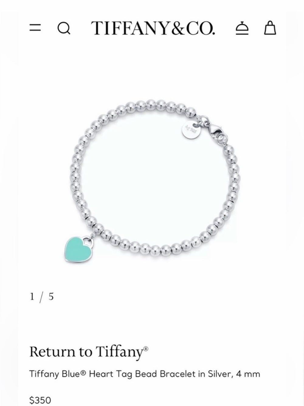 Return to Tiffany heart bracelet